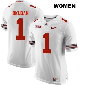 Women's NCAA Ohio State Buckeyes Jeffrey Okudah #1 College Stitched Authentic Nike White Football Jersey GD20W24CH